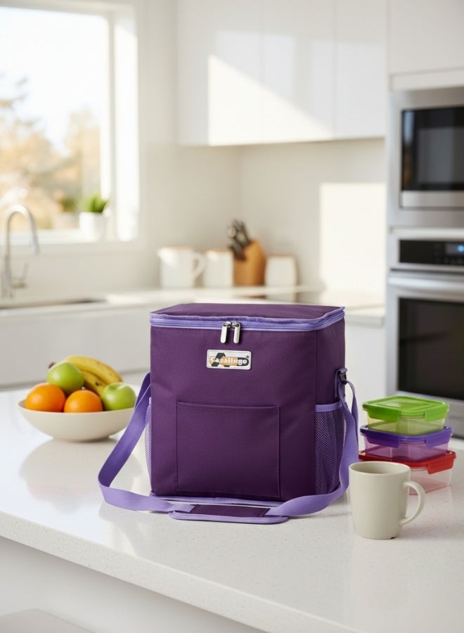 هابي هوم حقيبة تبريد معزولة بسعة 16 لتر – حقيبة غداء حرارية من مادة الجينز مع بطانة ألمنيوم لحفظ الطعام والمشروبات، حقيبة تبريد خفيفة وعملية مع مقبض، مثالية للنزهات، السفر، التسوق، المدرسة أو الأنشطة الخارجية، تحافظ على وجباتك ومشروباتك باردة، حقيبة حرارية أنيقة - Image 4